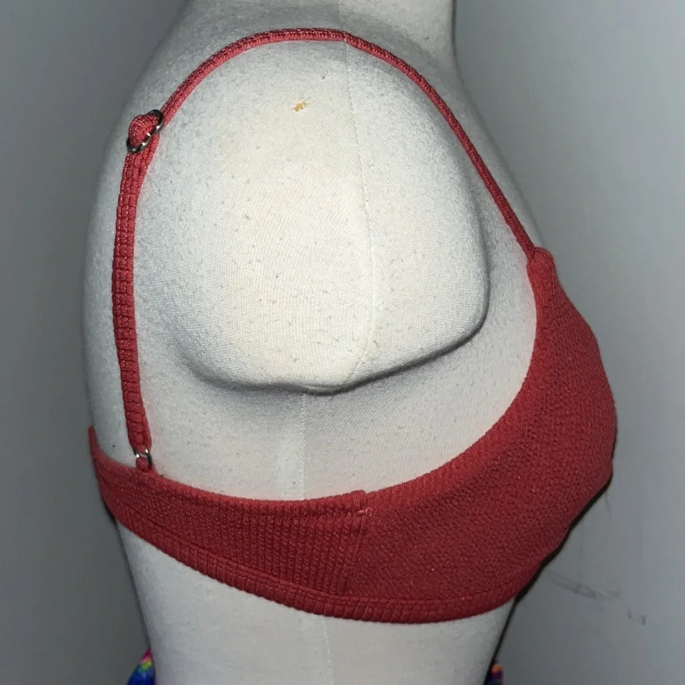 MINKPINK Kaya Twist Front Bikini Top in color Berry Textured Size Medium